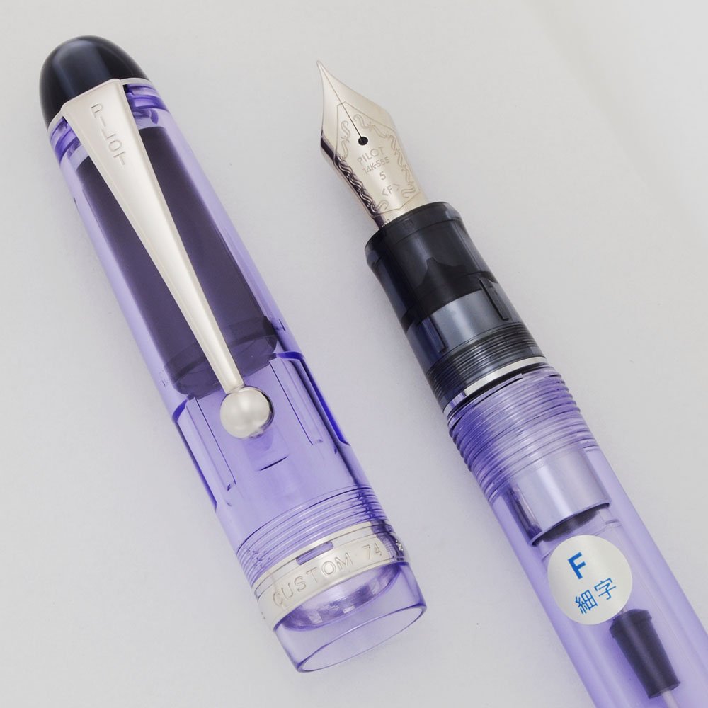 Pilot Namiki Custom 74 Fountain Pen - Violet Demonstrator, Rhodium